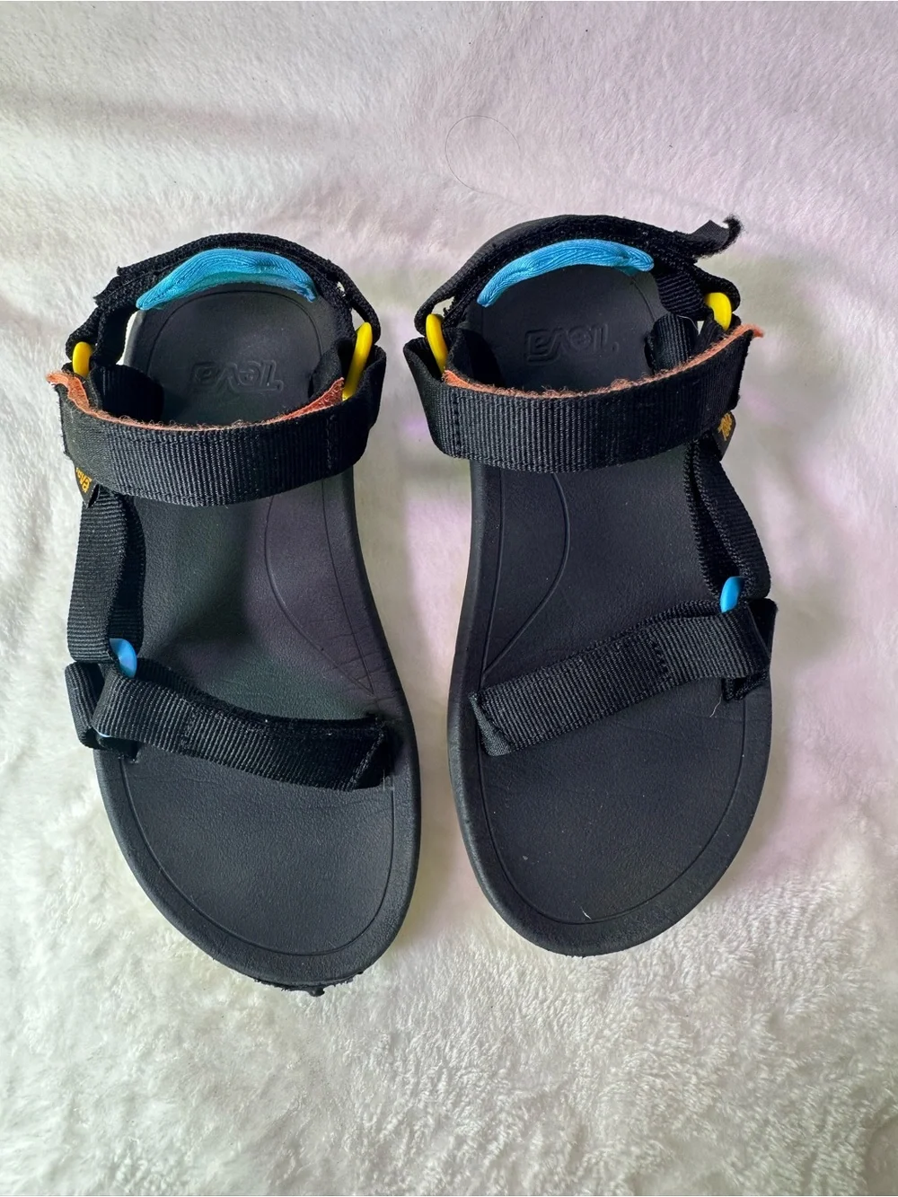 Teva Kids Black Sandals with Lime & Blue Accents